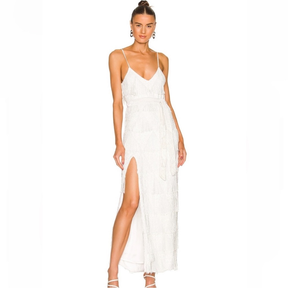 Retrofete fringe Rebecca Revolve bridal long dress NWT size small